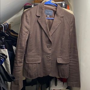 Brown pinstripe suit jacket